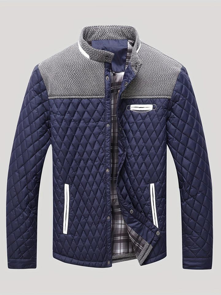Valdric | Herren Winterjacke Steppjacke Stehkragen - Navy - Image 2