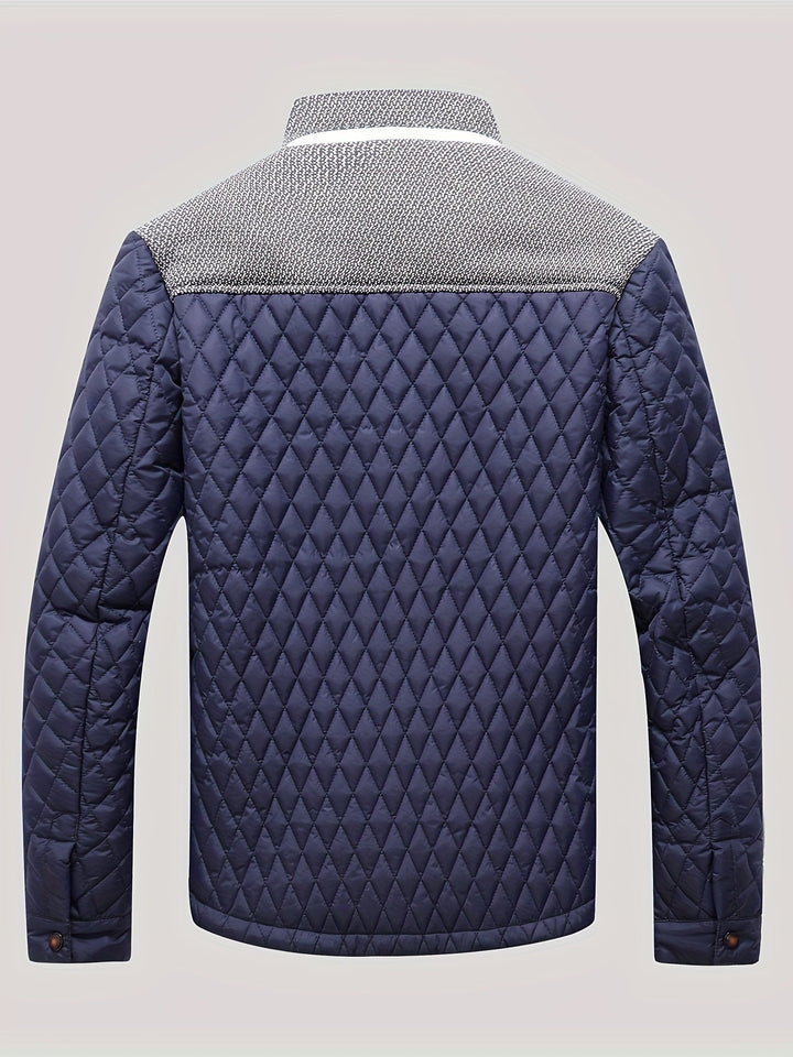 Valdric | Herren Winterjacke Steppjacke Stehkragen - Navy - Image 3