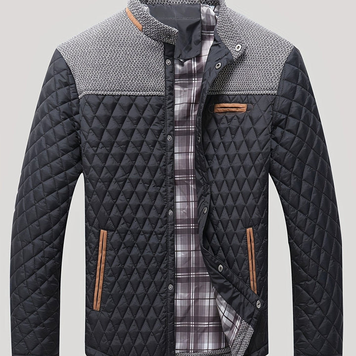 Valdric | Herren Winterjacke Steppjacke Stehkragen - Navy - Image 7
