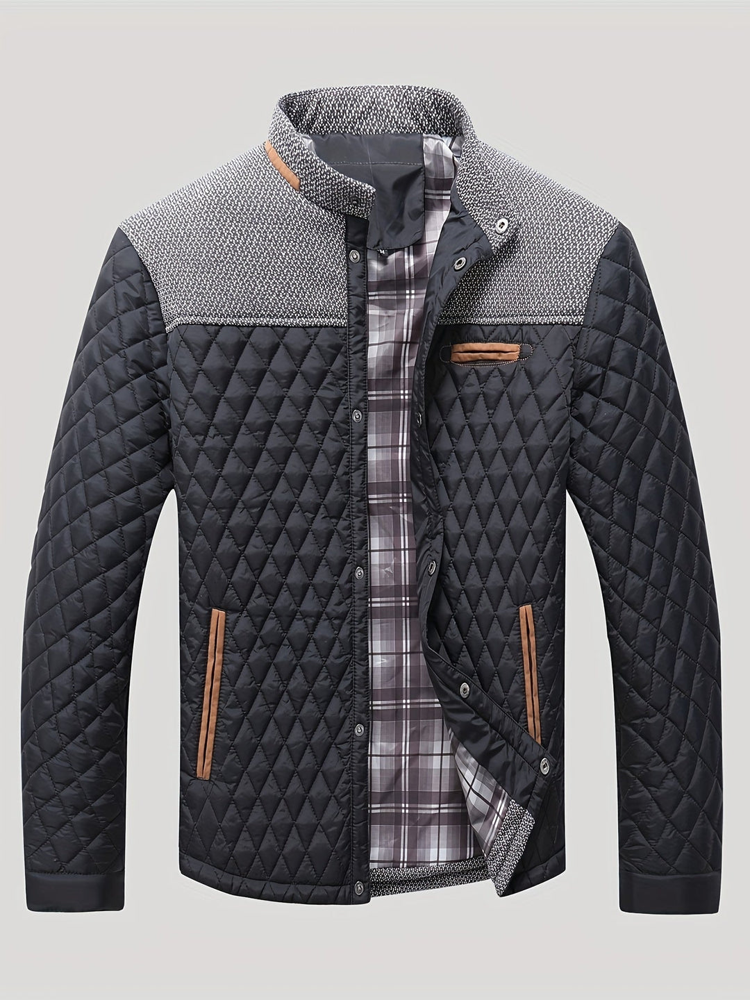 Valdric | Herren Winterjacke Steppjacke Stehkragen - Navy - Image 8