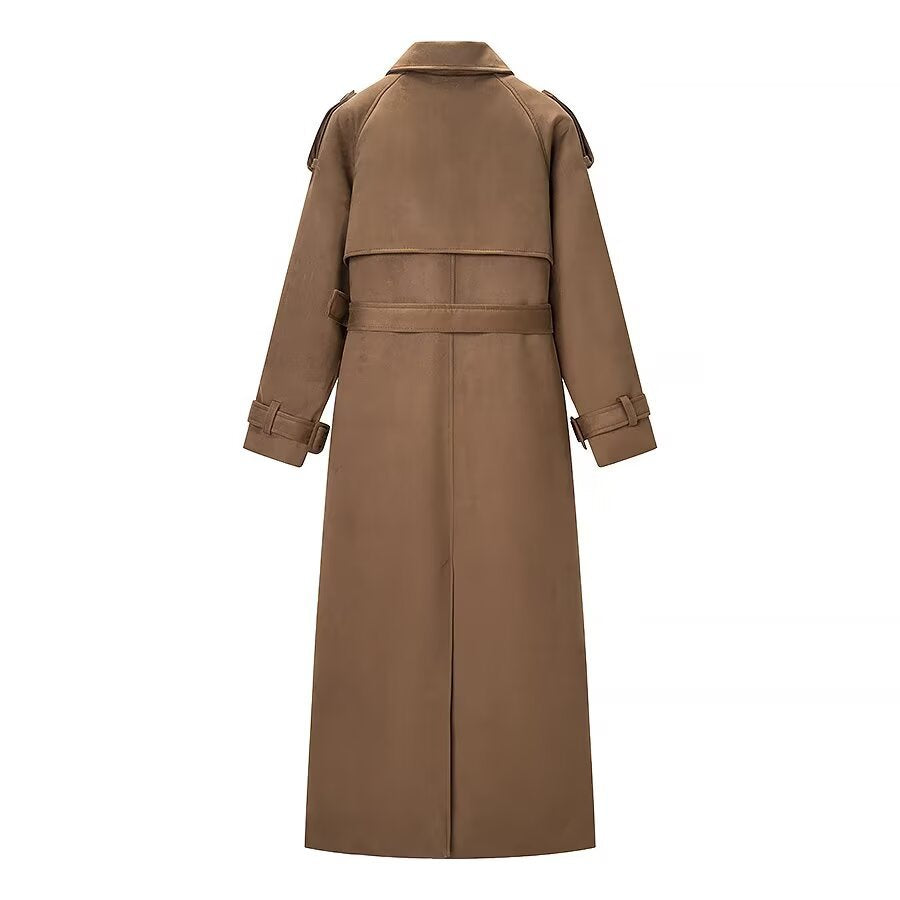 Valdrun | Damen Langer Wintermantel Tailliert - Brown - Image 2