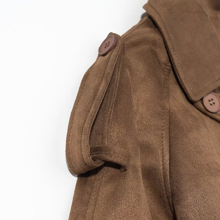 Valdrun | Damen Langer Wintermantel Tailliert - Brown - Image 4