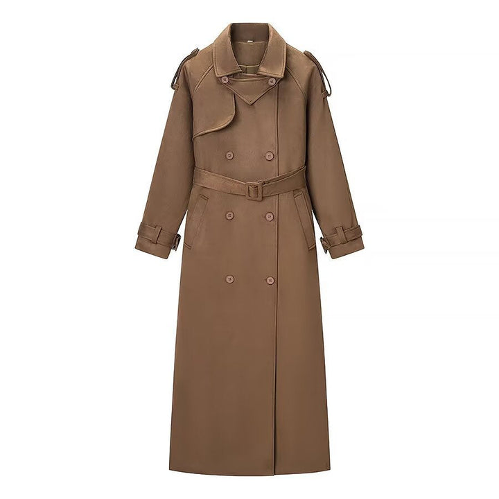 Valdrun | Damen Langer Wintermantel Tailliert - Brown - Image 5