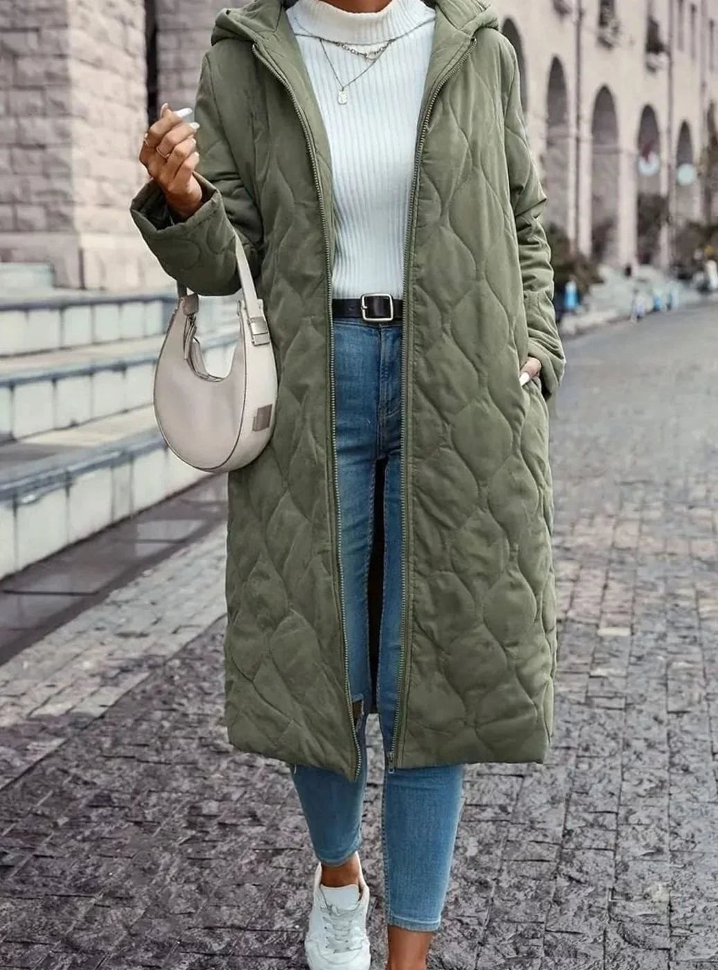 Valdwyn | Damen Gesteppte Winterjacke mit Kapuze - Olive Green - Image 1