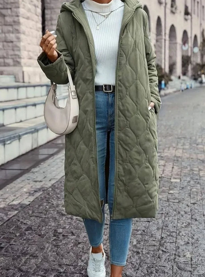 Valdwyn | Damen Gesteppte Winterjacke mit Kapuze - Olive Green - Image 1