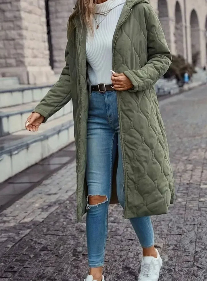 Valdwyn | Damen Gesteppte Winterjacke mit Kapuze - Olive Green - Image 4