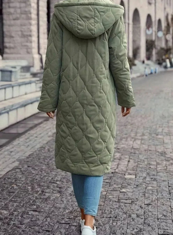 Valdwyn | Damen Gesteppte Winterjacke mit Kapuze - Olive Green - Image 5