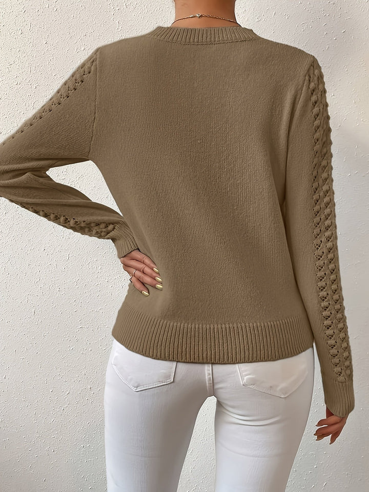 Veldis | Damen Ajour-Pullover Langarm Strickpullover - Light Blue - Image 10