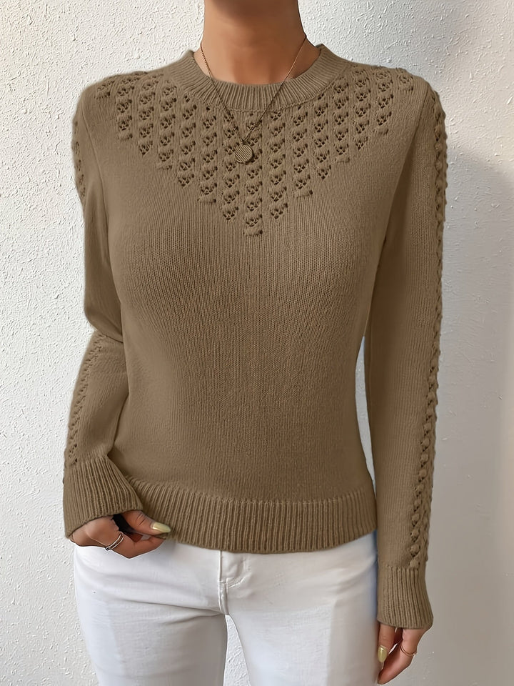 Veldis | Damen Ajour-Pullover Langarm Strickpullover - Light Blue - Image 13