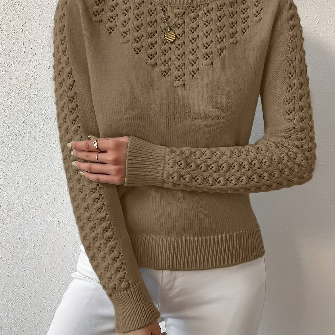 Veldis | Damen Ajour-Pullover Langarm Strickpullover - Light Blue - Image 8