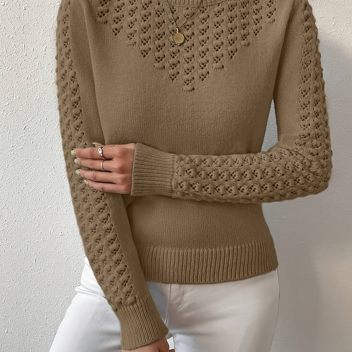 Veldis | Damen Ajour-Pullover Langarm Strickpullover - Light Blue - Image 8