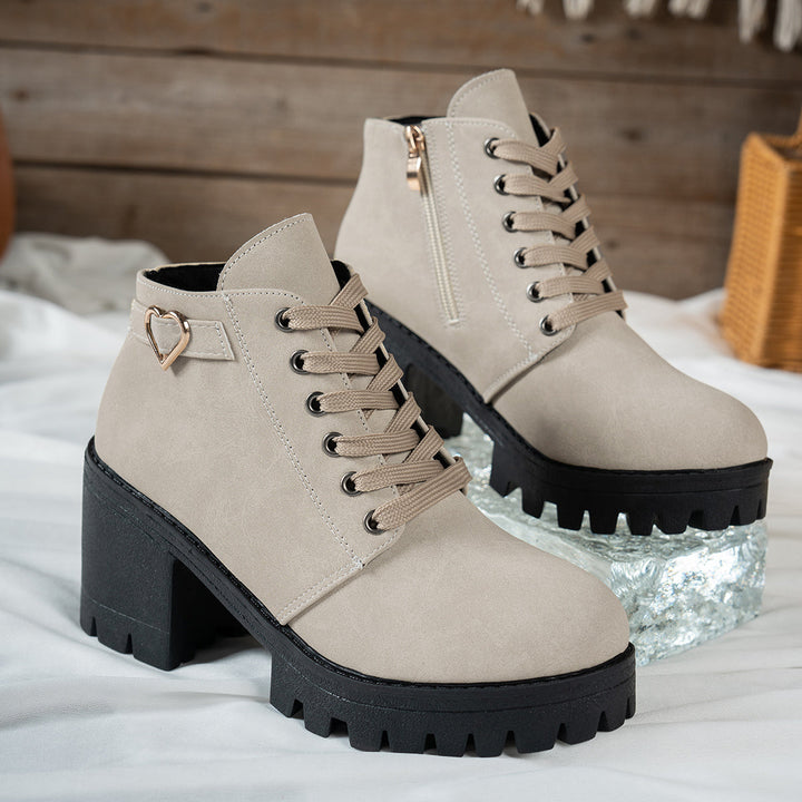 Veldmara | Damen Stiefeletten mit Blockabsatz - Beige - Image 10