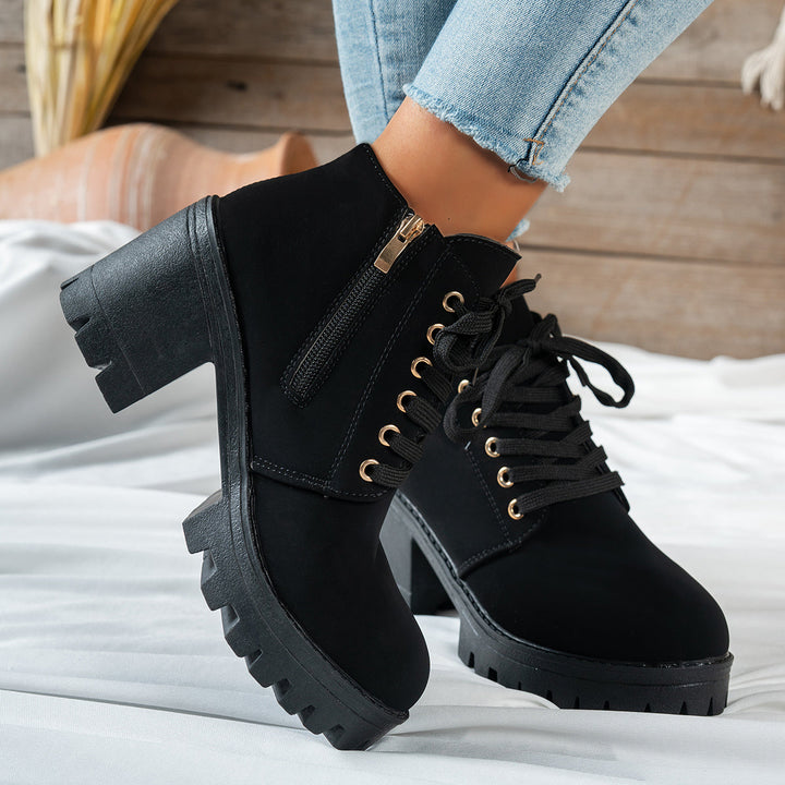 Veldmara | Damen Stiefeletten mit Blockabsatz - Beige - Image 6