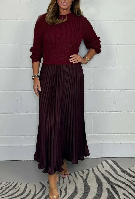 Veldora | Damen Strickkleid Midi Faltenrock - Image 3