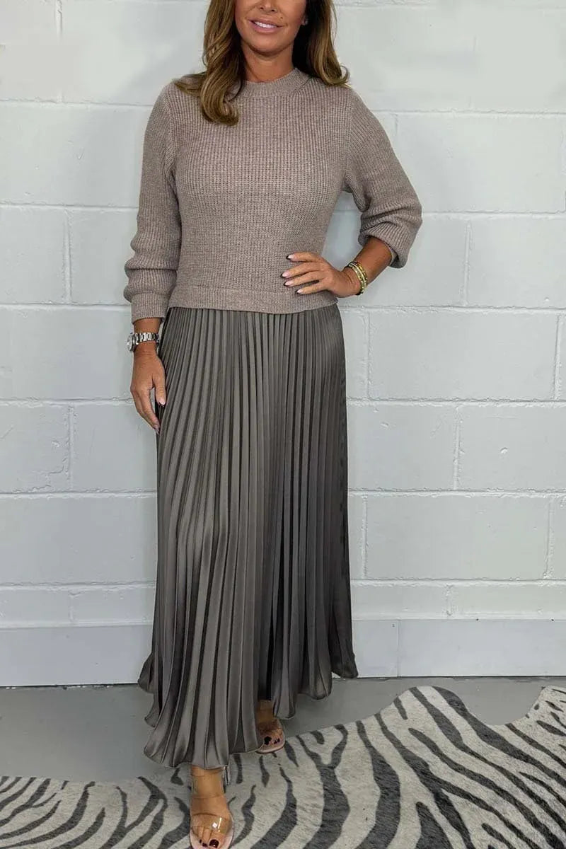 Veldora | Damen Strickkleid Midi Faltenrock - Image 4