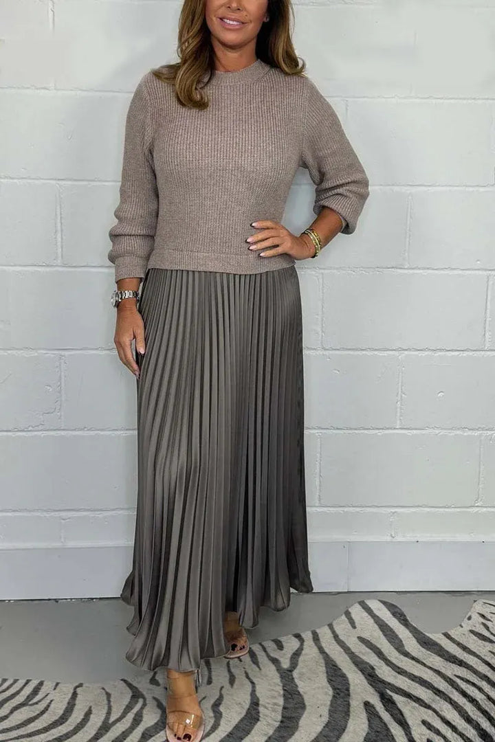 Veldora | Damen Strickkleid Midi Faltenrock - Image 4