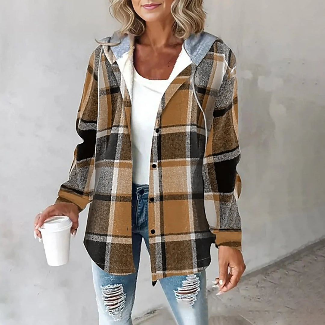 Veldorna | Damen Karierte Kapuzenjacke Hemdjacke - Image 5
