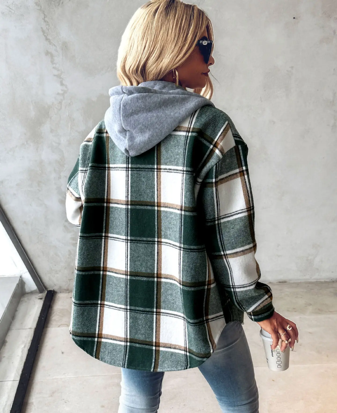 Veldorna | Damen Karierte Kapuzenjacke Hemdjacke - Image 7