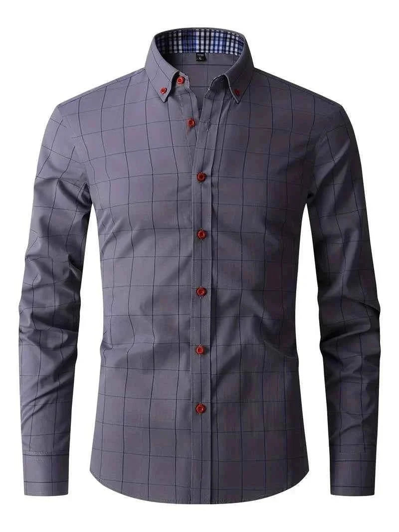 Veldran | Herren Kariertes Langarm Business Hemd - Image 1