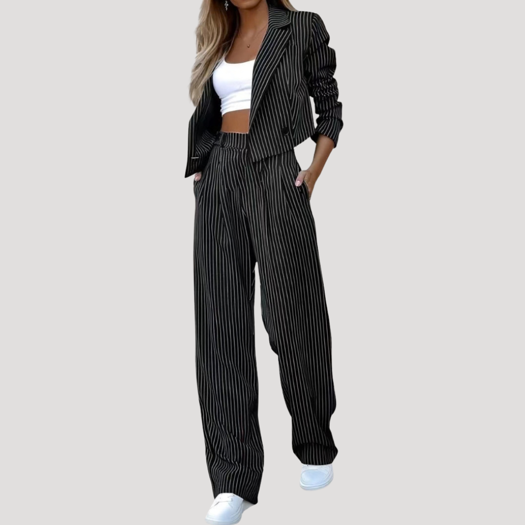 Veldrana | Damen Nadelstreifen Blazer Set Hosenanzug - Image 3