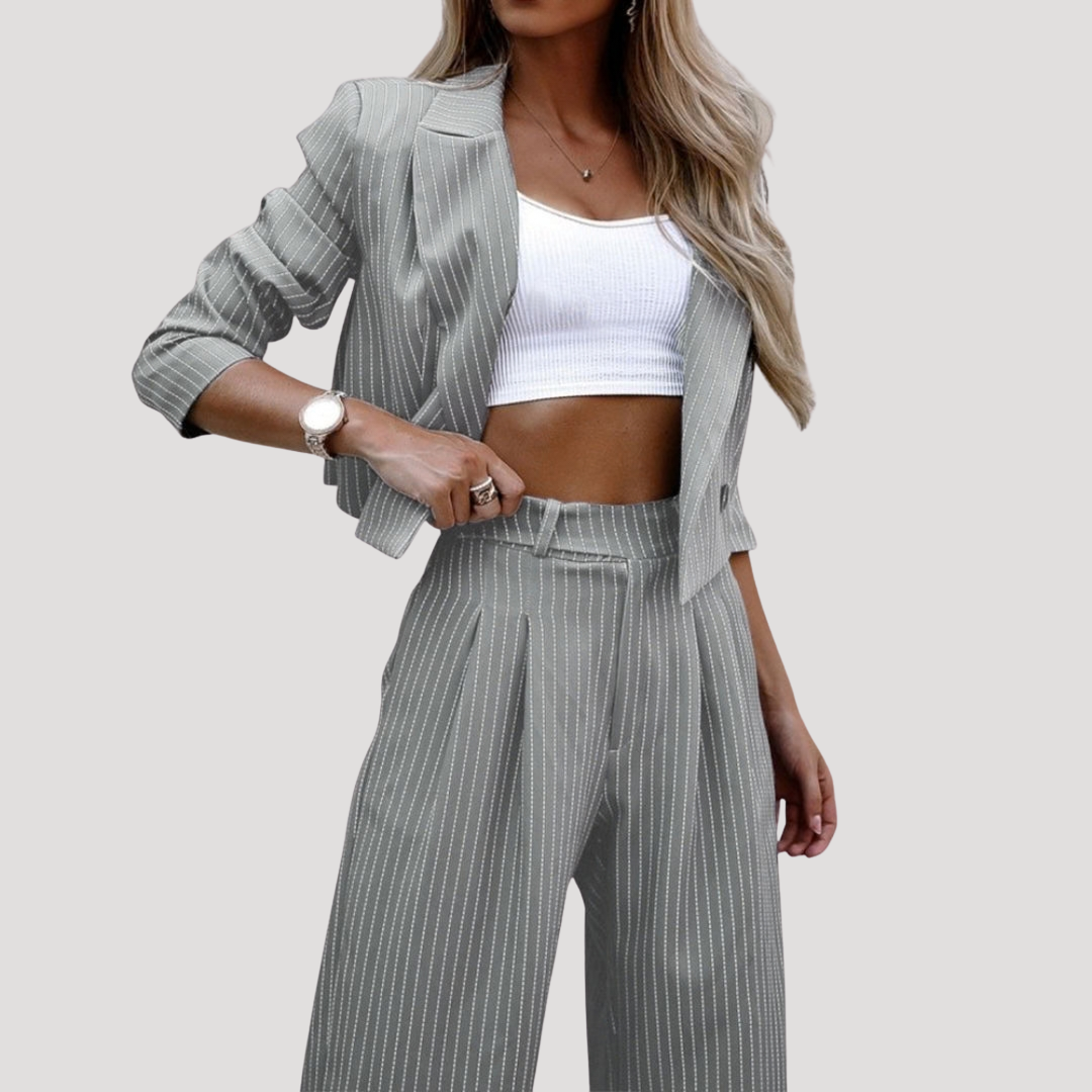 Veldrana | Damen Nadelstreifen Blazer Set Hosenanzug - Image 4
