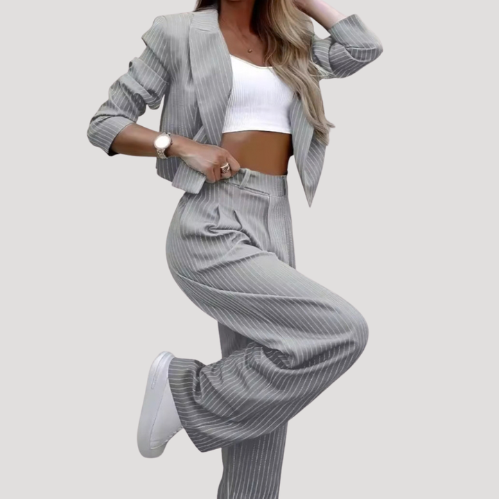 Veldrana | Damen Nadelstreifen Blazer Set Hosenanzug - Image 5