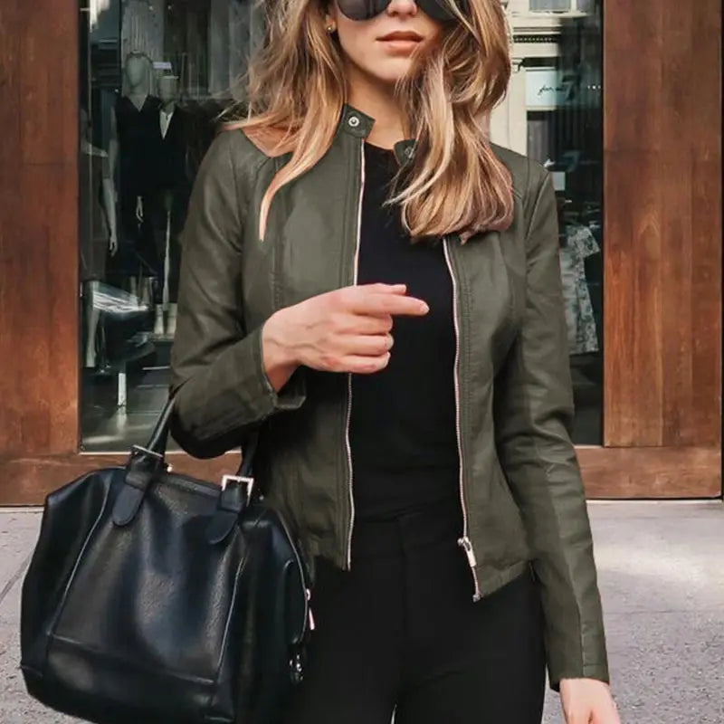 Veldrika | Damen Lederjacke Slim Fit Kunstleder - Image 10