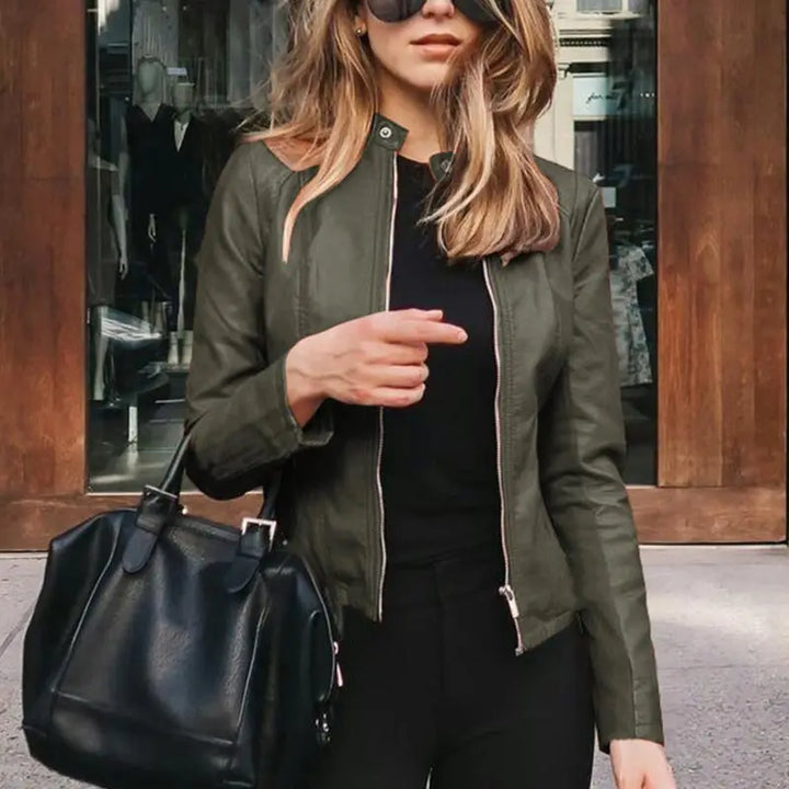 Veldrika | Damen Lederjacke Slim Fit Kunstleder - Image 10