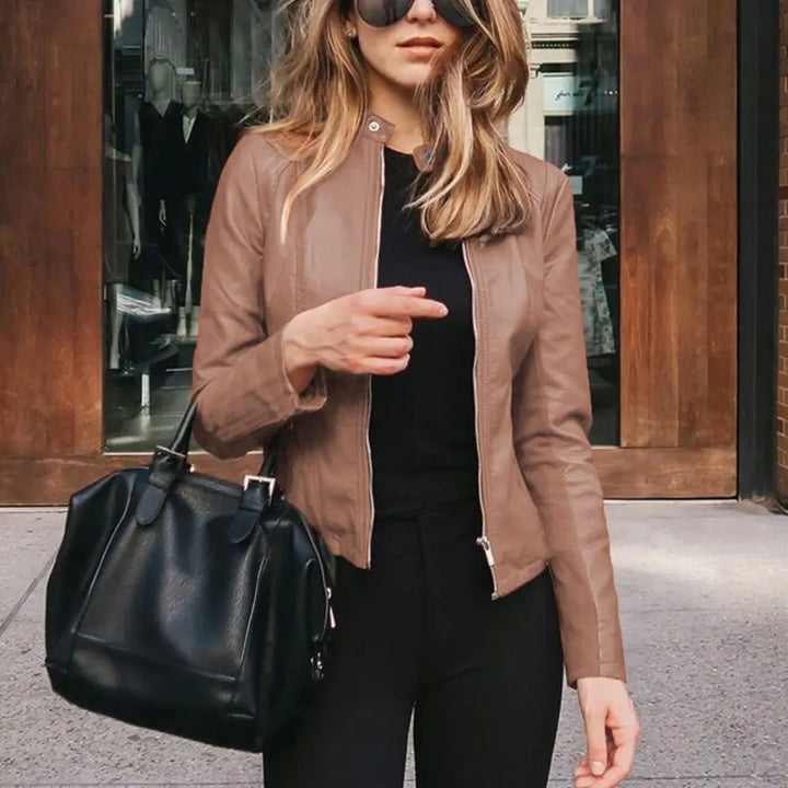 Veldrika | Damen Lederjacke Slim Fit Kunstleder - Image 3
