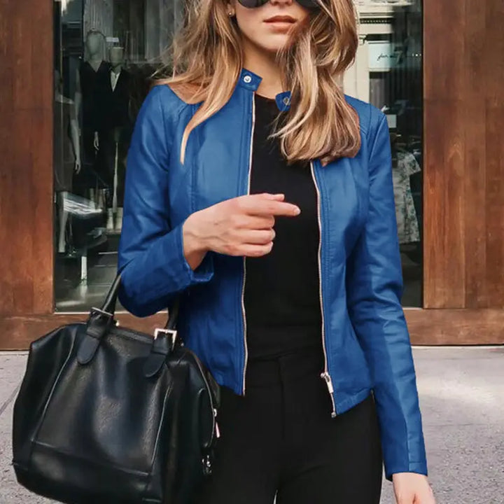 Veldrika | Damen Lederjacke Slim Fit Kunstleder - Image 8