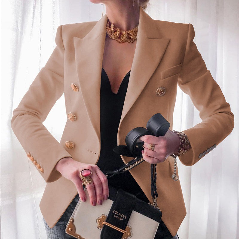 Veldrun | Damen Blazer Zweireihig Goldknöpfe Tailliert - Black - Image 7