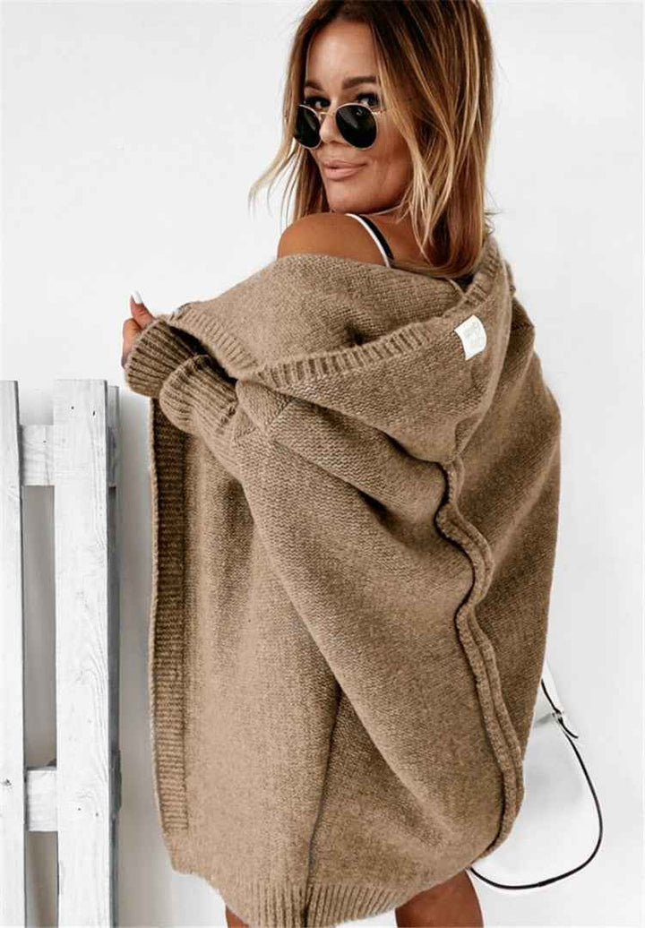 Veldsolka | Damen Oversize Strickjacke mit Kapuze - Light Green - Image 12