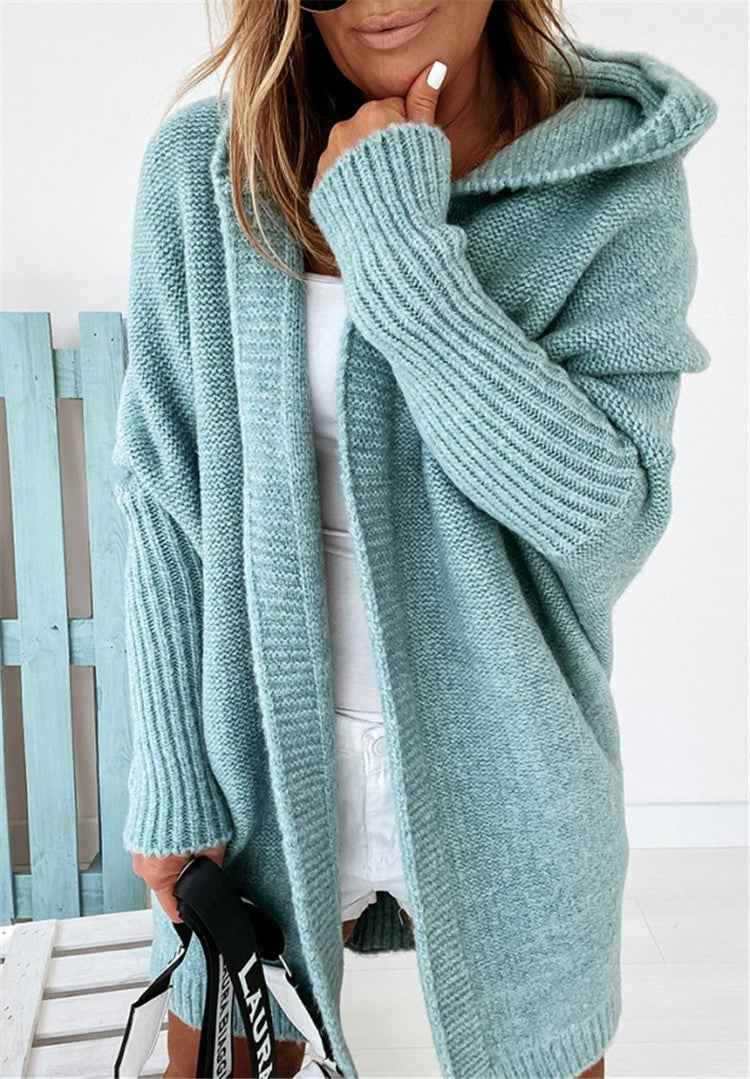 Veldsolka | Damen Oversize Strickjacke mit Kapuze - Light Green - Image 14