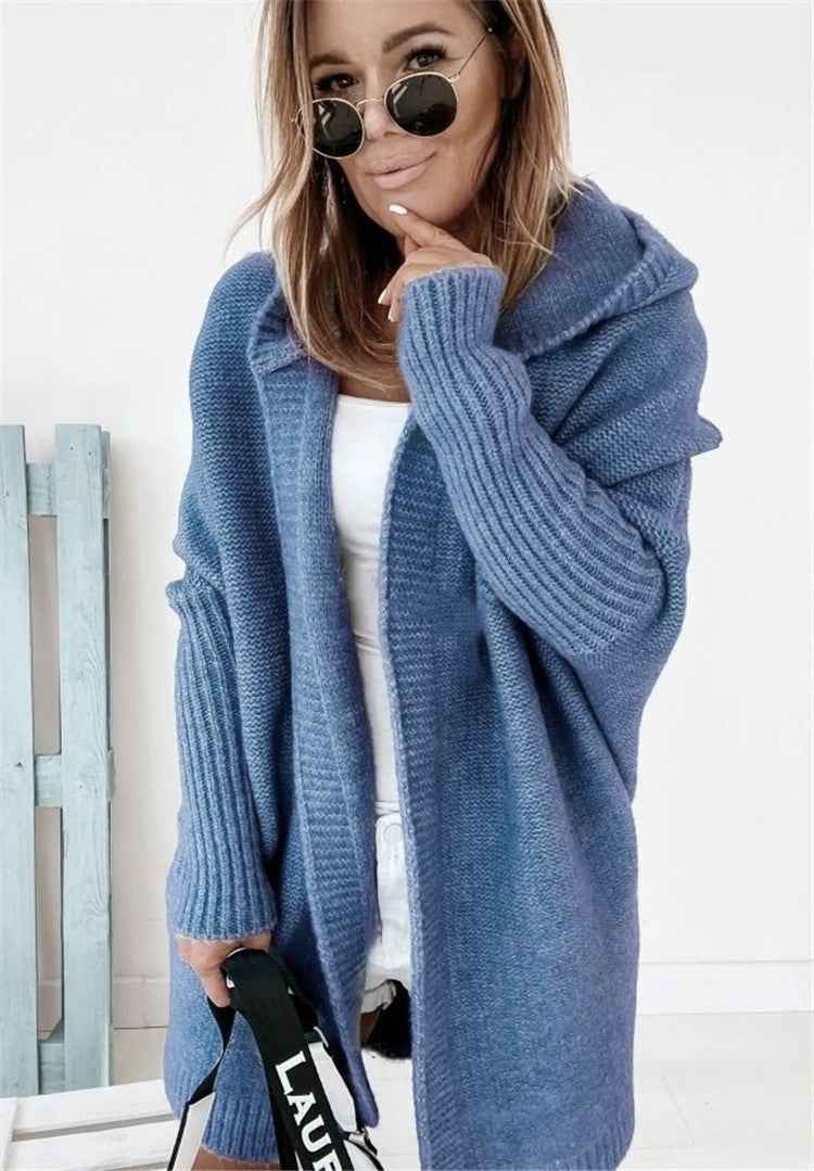 Veldsolka | Damen Oversize Strickjacke mit Kapuze - Light Green - Image 4
