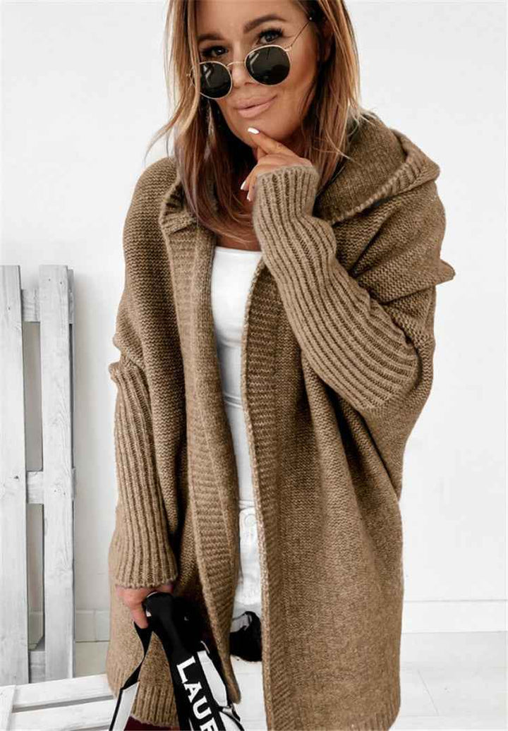 Veldsolka | Damen Oversize Strickjacke mit Kapuze - Light Green - Image 5