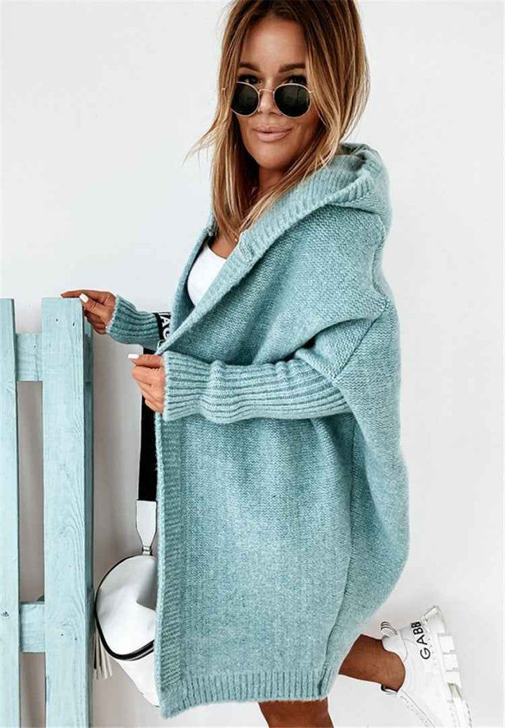 Veldsolka | Damen Oversize Strickjacke mit Kapuze - Light Green - Image 7