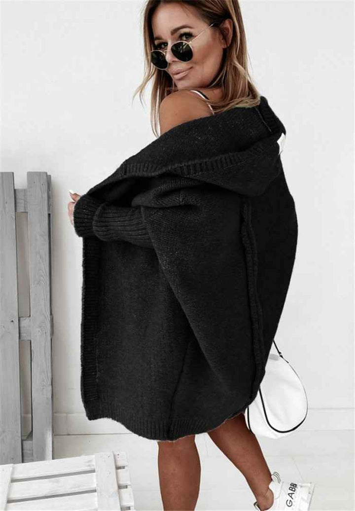 Veldsolka | Damen Oversize Strickjacke mit Kapuze - Light Green - Image 9