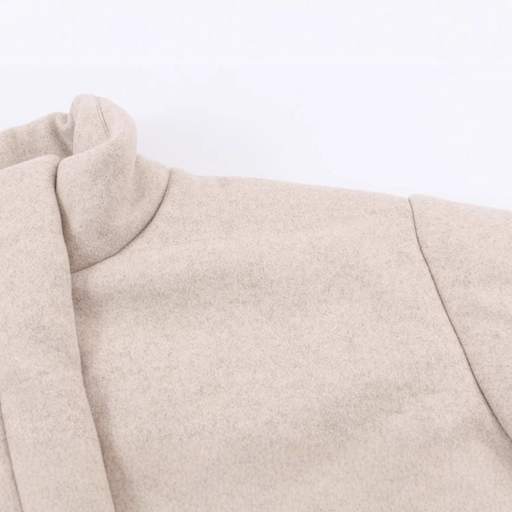 Veldwyn | Damen Übergangsjacke Kurzer Wollmantel - Beige - Image 2