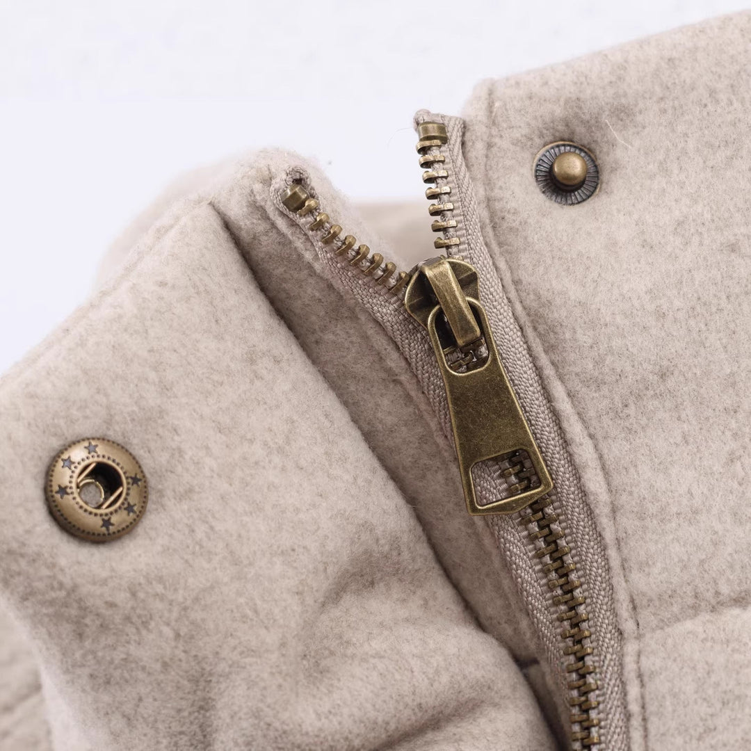 Veldwyn | Damen Übergangsjacke Kurzer Wollmantel - Beige - Image 4