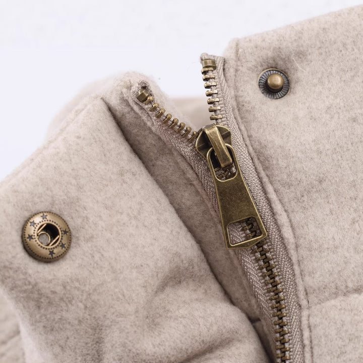 Veldwyn | Damen Übergangsjacke Kurzer Wollmantel - Beige - Image 4