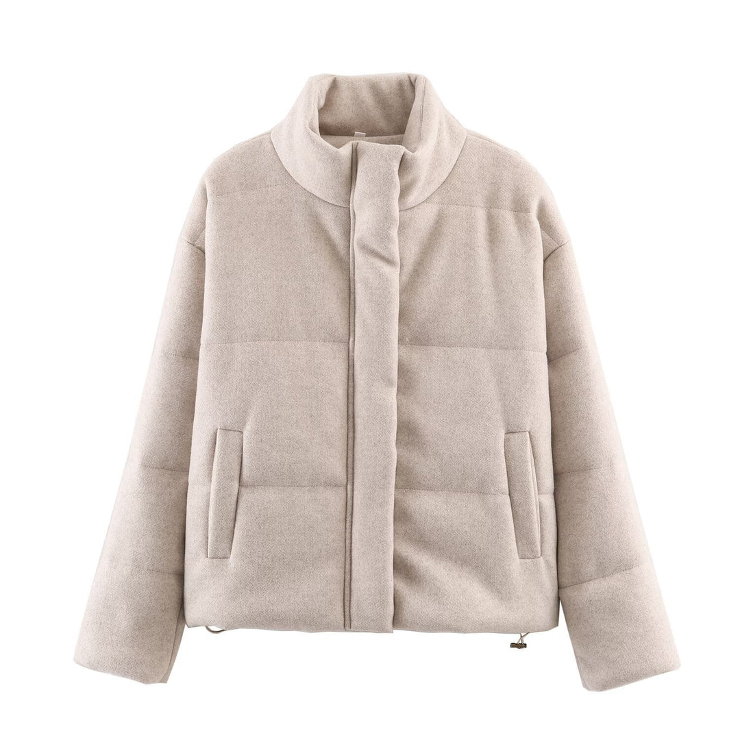 Veldwyn | Damen Übergangsjacke Kurzer Wollmantel - Beige - Image 5