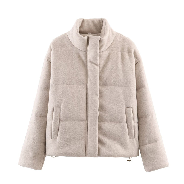 Veldwyn | Damen Übergangsjacke Kurzer Wollmantel - Beige - Image 5