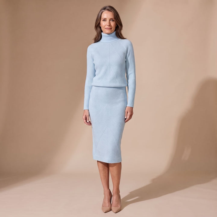 Veldwyn | Damen Strickpullover Zweiteiler Midi-Rock - Light Blue - Image 4