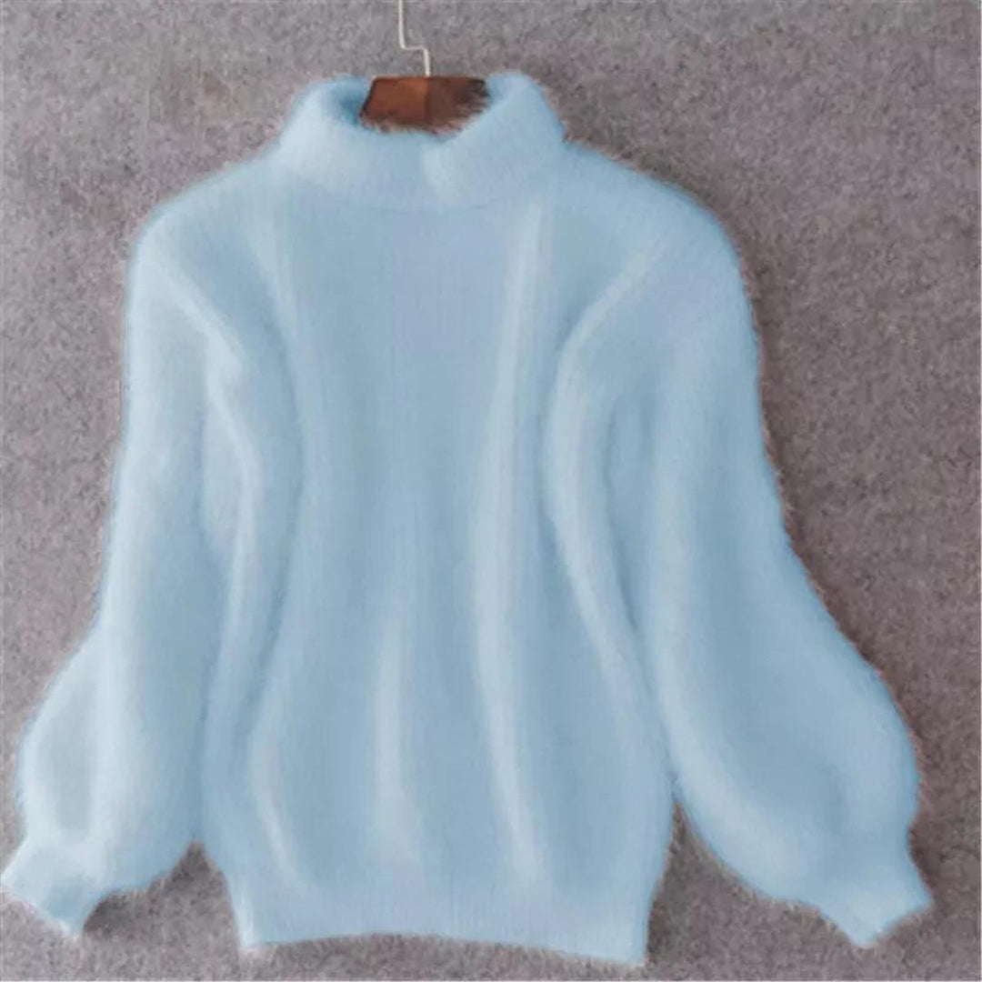 Velmara | Damen Flauschiger Rollkragen Pullover - Baby Blue - Image 1