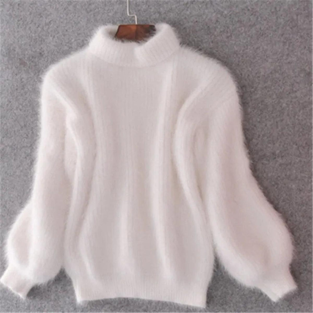 Velmara | Damen Flauschiger Rollkragen Pullover - Baby Blue - Image 2