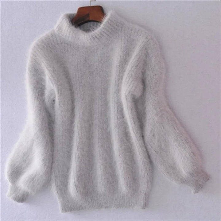 Velmara | Damen Flauschiger Rollkragen Pullover - Baby Blue - Image 3