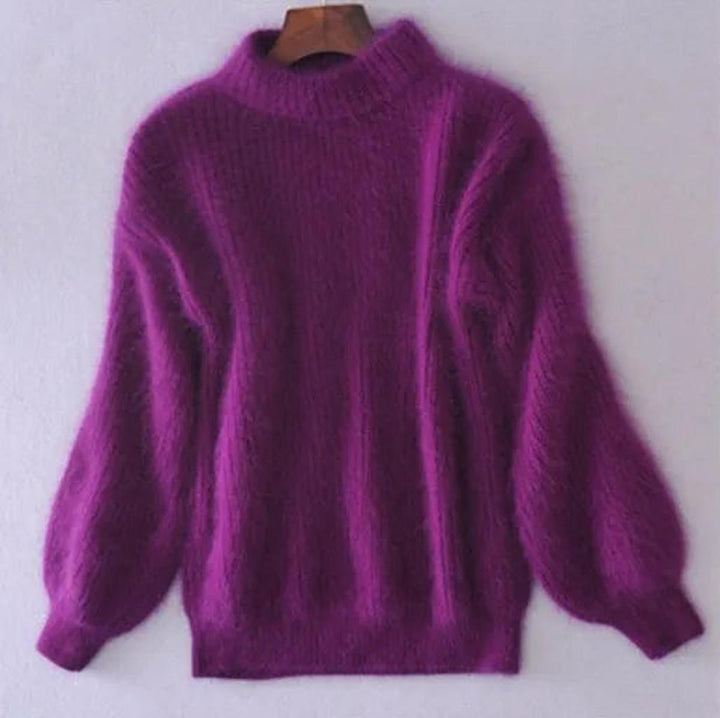 Velmara | Damen Flauschiger Rollkragen Pullover - Baby Blue - Image 4