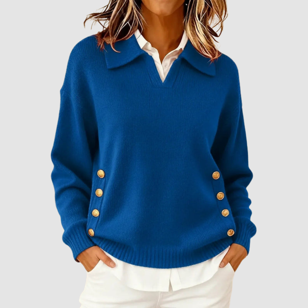 Velmona | Damen Strickpullover mit Kragen - Image 4