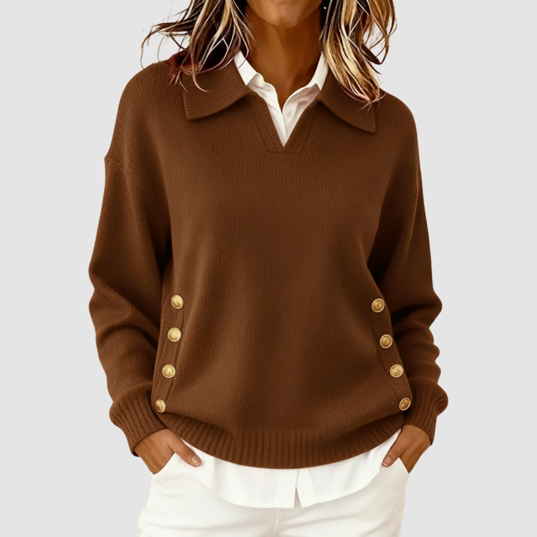 Velmona | Damen Strickpullover mit Kragen - Image 5