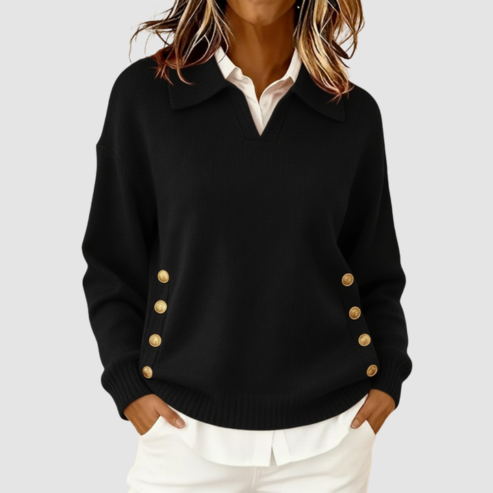 Velmona | Damen Strickpullover mit Kragen - Image 6